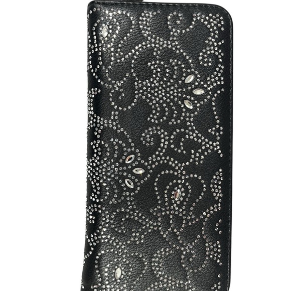 Handbags - Black Wallet with Rhinestone Embellishments​​​